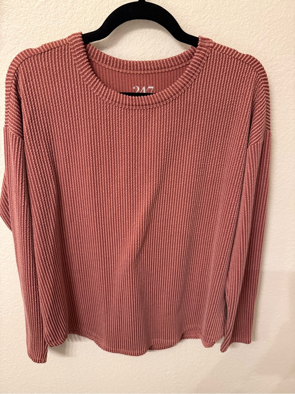 Maurices Waffle Knit Long Sleeve Top - Dusty Rose Pink